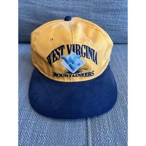 Vintage West Virginia Mountaineers Snapback Hat NCAA Yellow And Navy Preowned